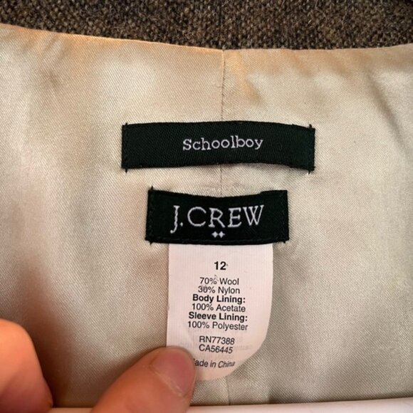 J. Crew Dark Gray Green Schoolboy Blazer Sleeves Lining Size S/M Donegal Tweed - Picture 6 of 9